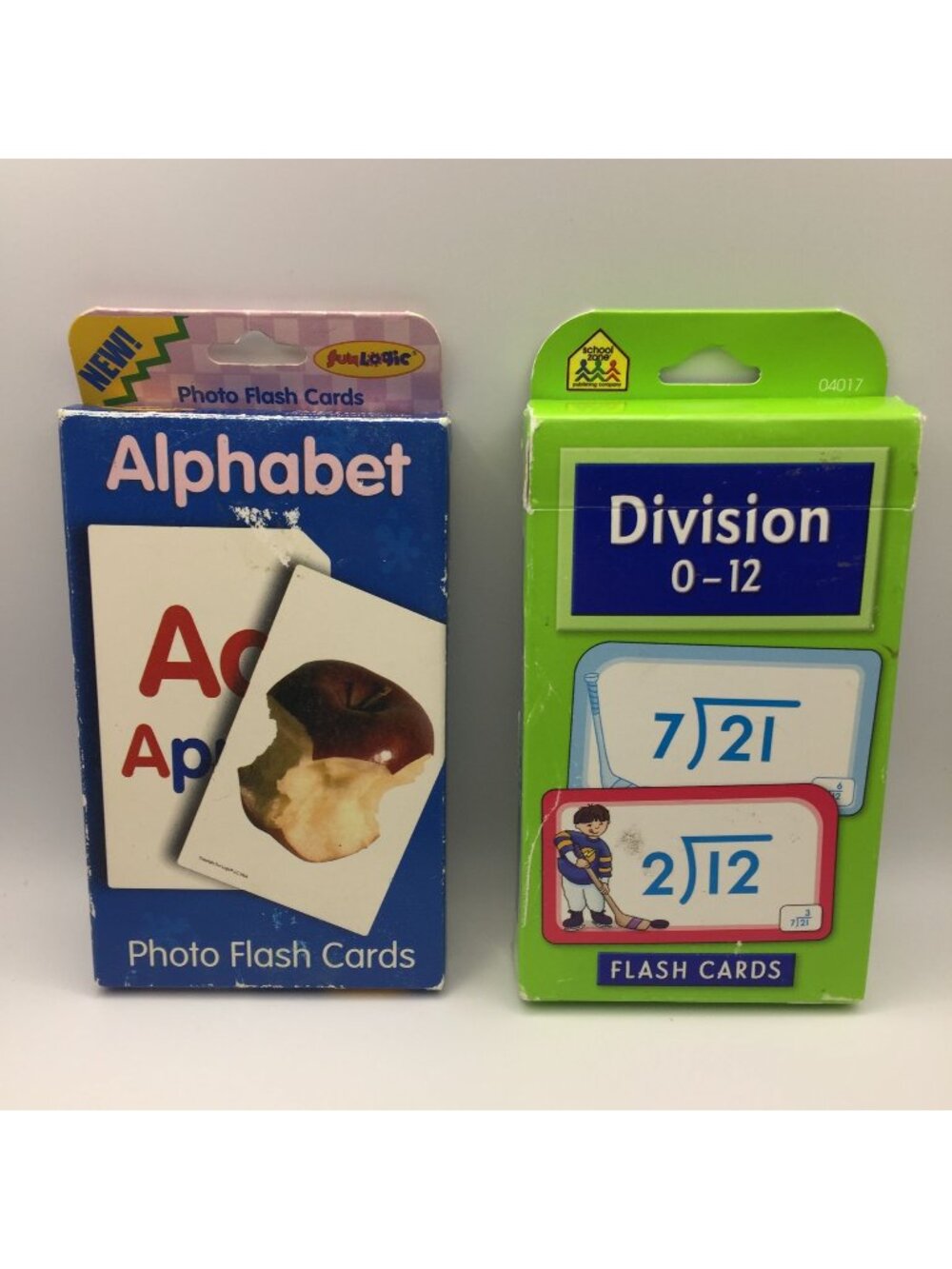 2 Packs Flash Cards School Zone Division 0-12 Fun Logic Alphabet Photo Counting